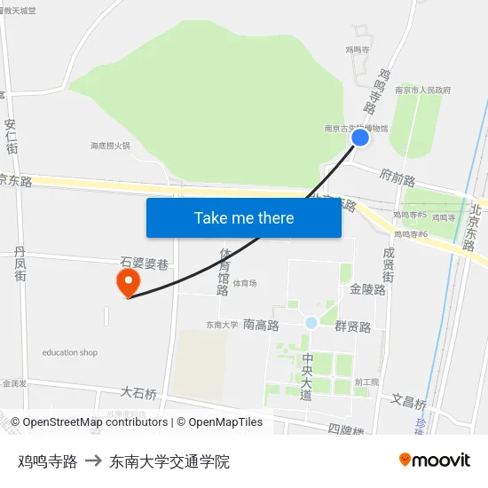 鸡鸣寺路 to 东南大学交通学院 map
