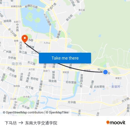 下马坊 to 东南大学交通学院 map