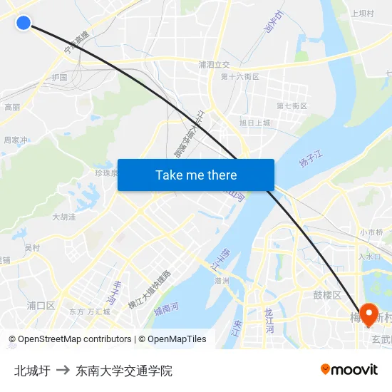 北城圩 to 东南大学交通学院 map