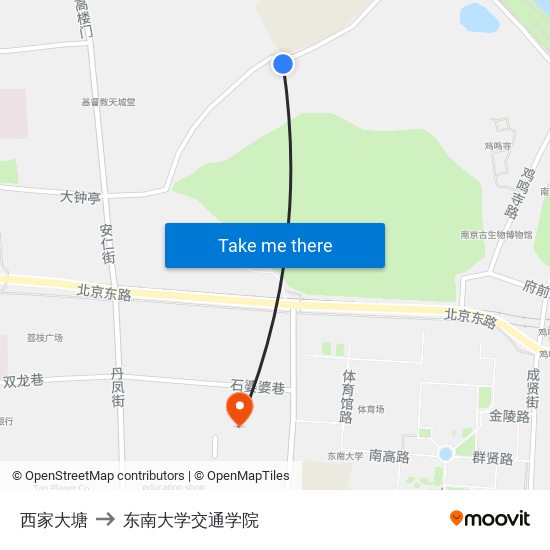 西家大塘 to 东南大学交通学院 map