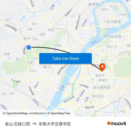 老山·岔路口西 to 东南大学交通学院 map