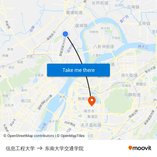 信息工程大学 to 东南大学交通学院 map