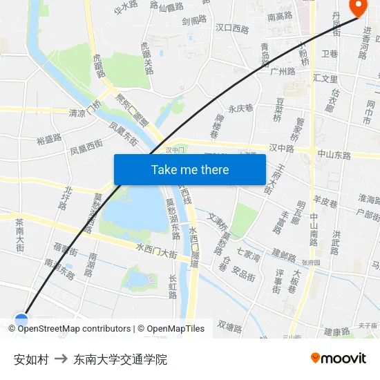 安如村 to 东南大学交通学院 map