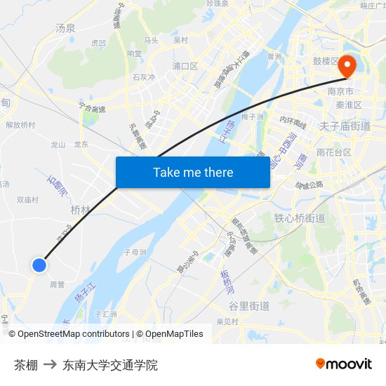 茶棚 to 东南大学交通学院 map