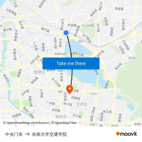 中央门东 to 东南大学交通学院 map