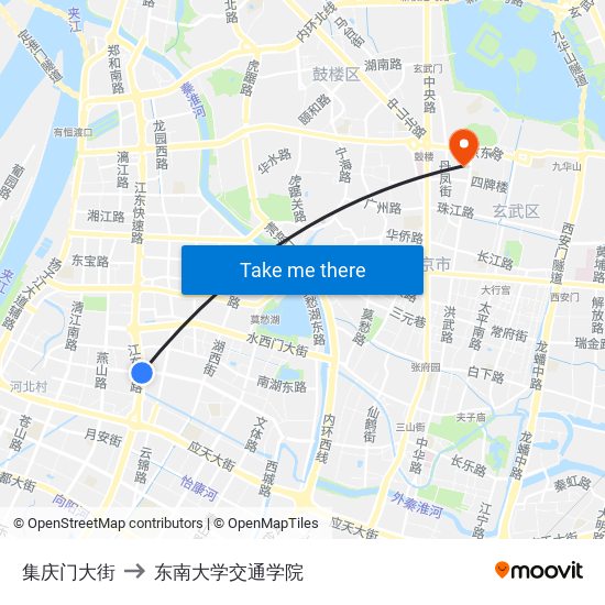 集庆门大街 to 东南大学交通学院 map