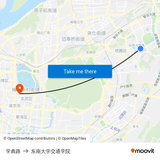 学典路 to 东南大学交通学院 map