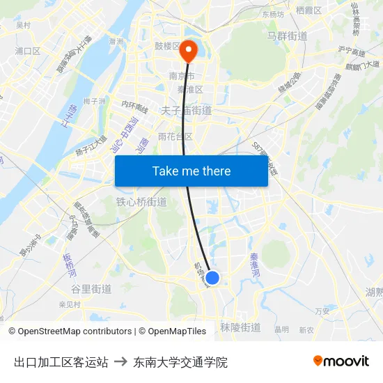 出口加工区客运站 to 东南大学交通学院 map