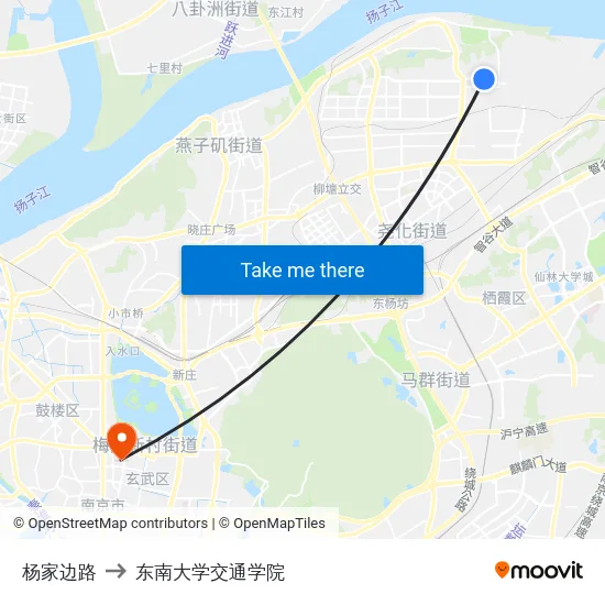 杨家边路 to 东南大学交通学院 map