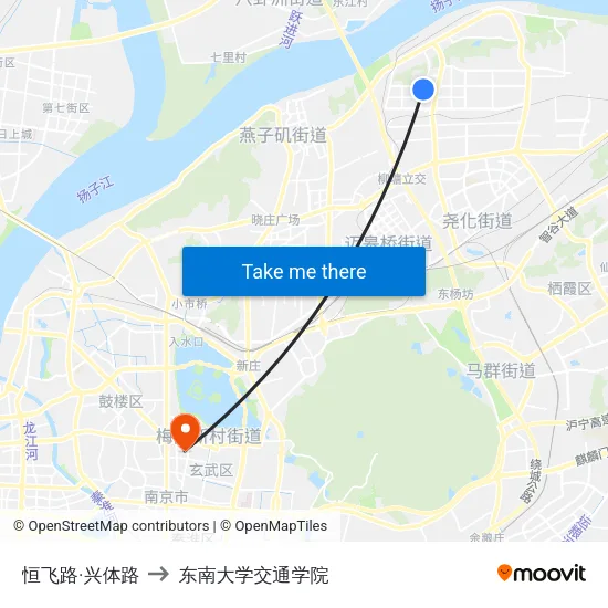 恒飞路·兴体路 to 东南大学交通学院 map
