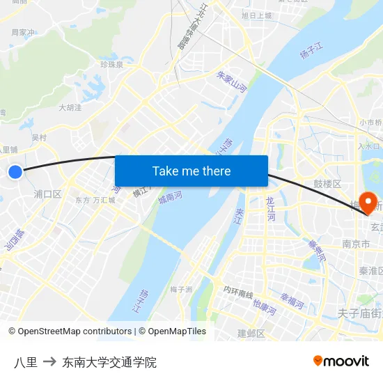 八里 to 东南大学交通学院 map