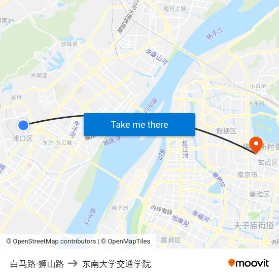 白马路·狮山路 to 东南大学交通学院 map