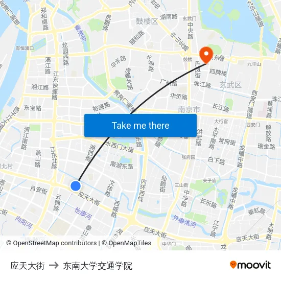 应天大街 to 东南大学交通学院 map