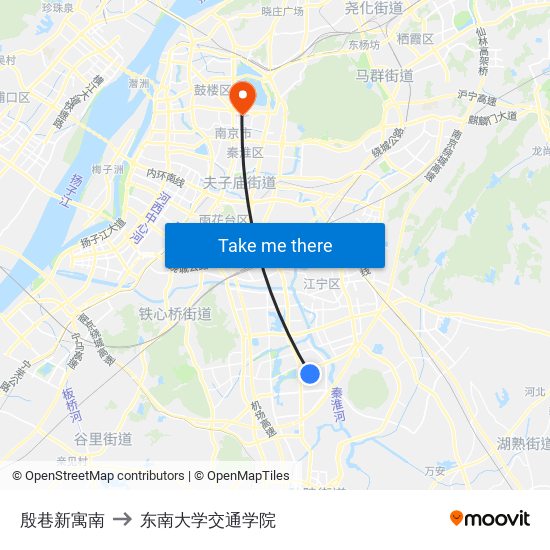 殷巷新寓南 to 东南大学交通学院 map