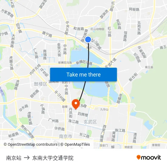 南京站 to 东南大学交通学院 map