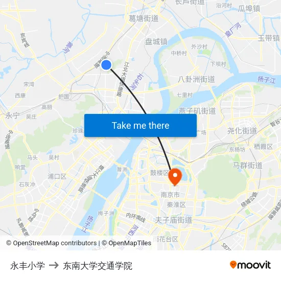 永丰小学 to 东南大学交通学院 map