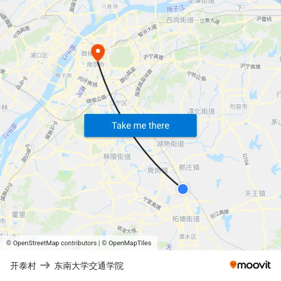 开泰村 to 东南大学交通学院 map