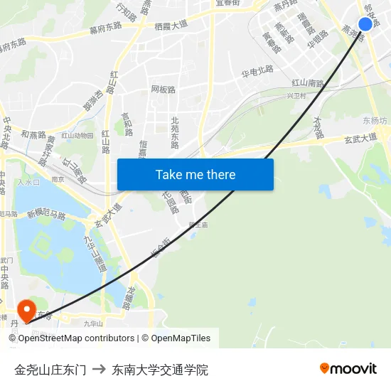 金尧山庄东门 to 东南大学交通学院 map