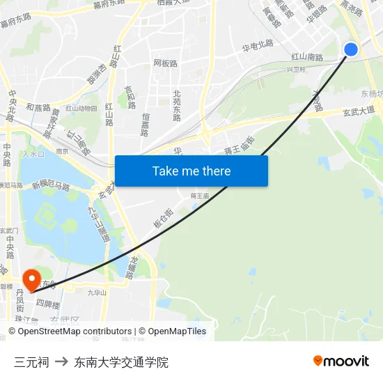 三元祠 to 东南大学交通学院 map