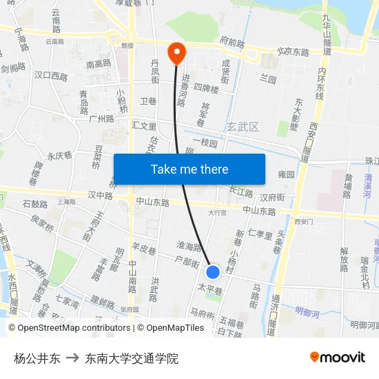 杨公井东 to 东南大学交通学院 map