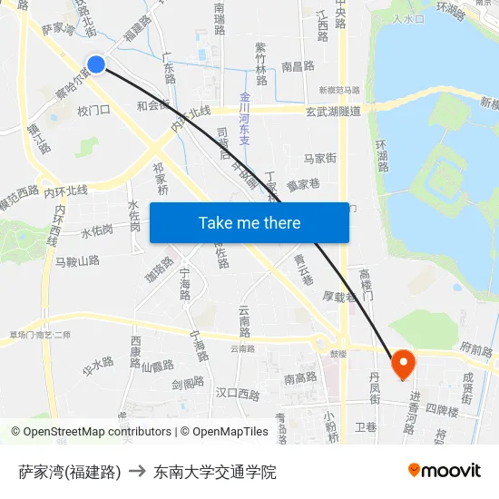 萨家湾(福建路) to 东南大学交通学院 map