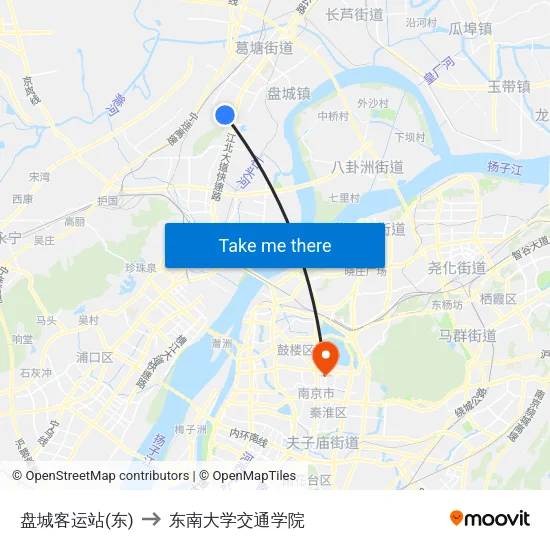 盘城客运站(东) to 东南大学交通学院 map
