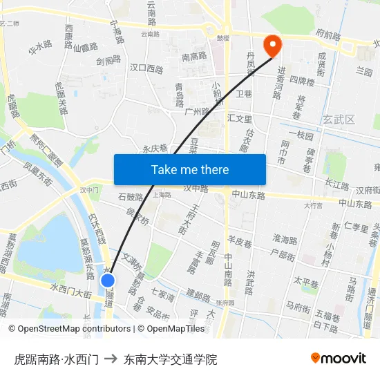 虎踞南路·水西门 to 东南大学交通学院 map