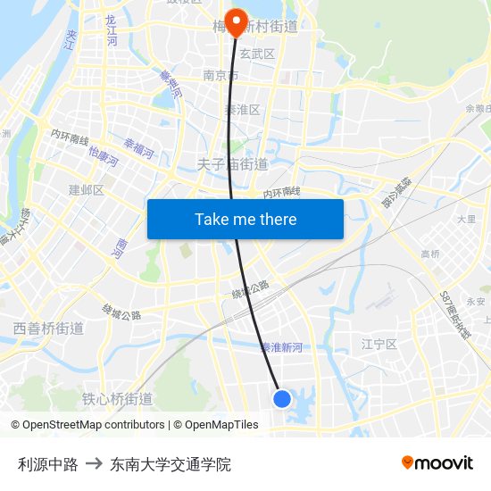 利源中路 to 东南大学交通学院 map