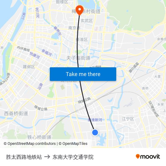 胜太西路地铁站 to 东南大学交通学院 map