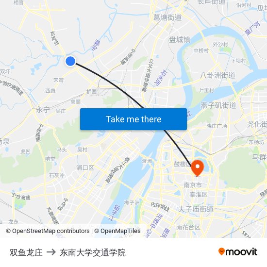 双鱼龙庄 to 东南大学交通学院 map