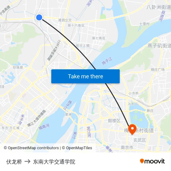 伏龙桥 to 东南大学交通学院 map