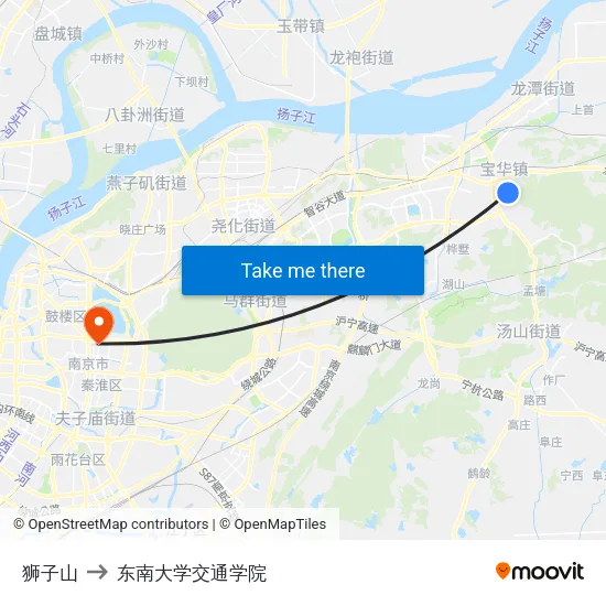 狮子山 to 东南大学交通学院 map
