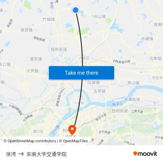 张湾 to 东南大学交通学院 map