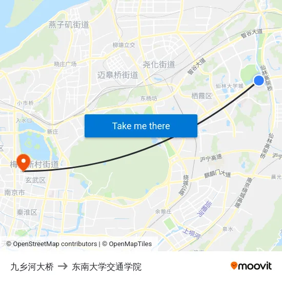 九乡河大桥 to 东南大学交通学院 map