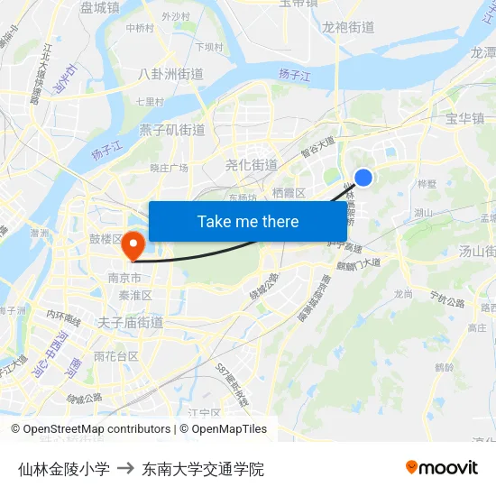 仙林金陵小学 to 东南大学交通学院 map
