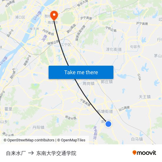 自来水厂 to 东南大学交通学院 map