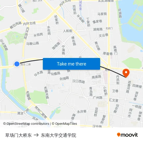 草场门大桥东 to 东南大学交通学院 map