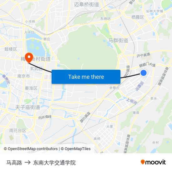 马高路 to 东南大学交通学院 map