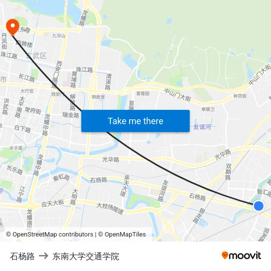 石杨路 to 东南大学交通学院 map