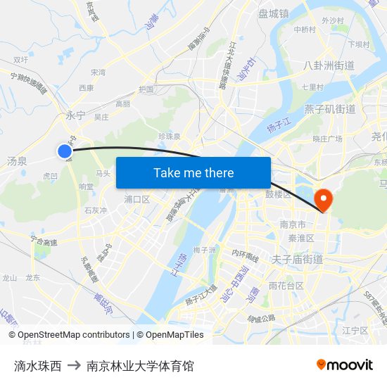 滴水珠西 to 南京林业大学体育馆 map