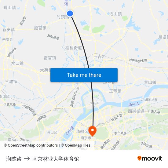 涧陈路 to 南京林业大学体育馆 map
