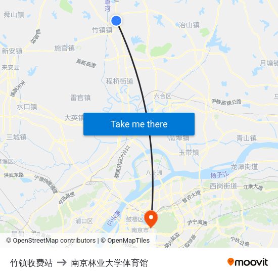 竹镇收费站 to 南京林业大学体育馆 map