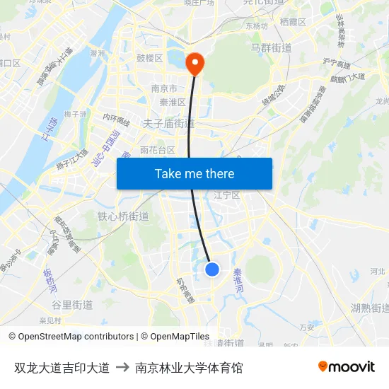 双龙大道吉印大道 to 南京林业大学体育馆 map