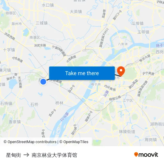 星甸街 to 南京林业大学体育馆 map
