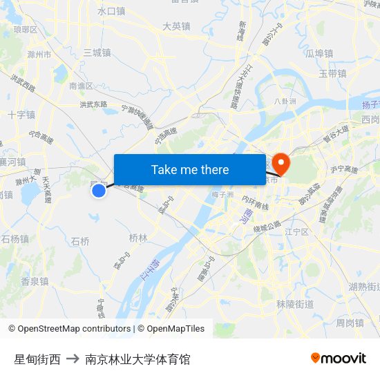 星甸街西 to 南京林业大学体育馆 map