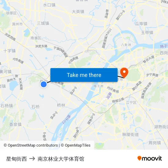 星甸街西 to 南京林业大学体育馆 map