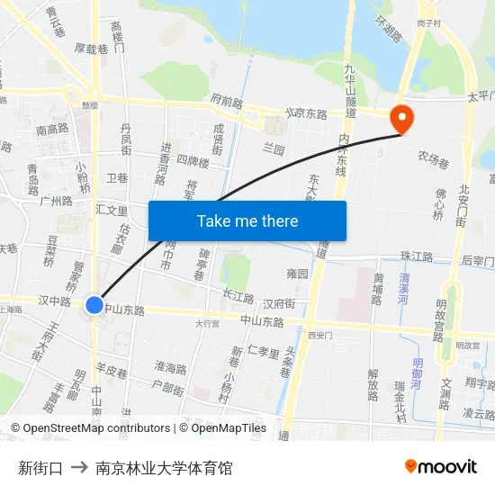 新街口 to 南京林业大学体育馆 map