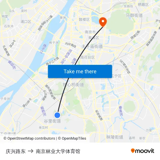 庆兴路东 to 南京林业大学体育馆 map