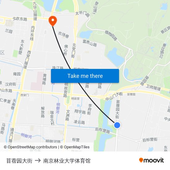 苜蓿园大街 to 南京林业大学体育馆 map