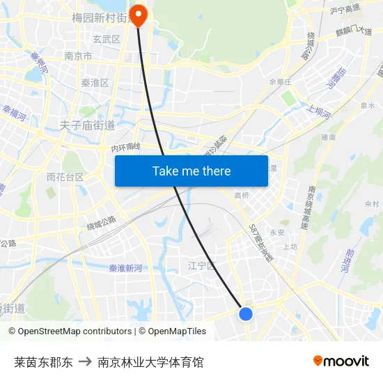 莱茵东郡东 to 南京林业大学体育馆 map